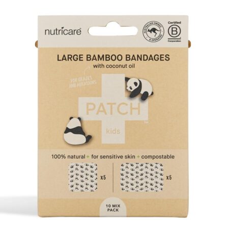 PATCH Coconut Oil Bamboo Bandages - Large Square and Rectangles - 10 pack