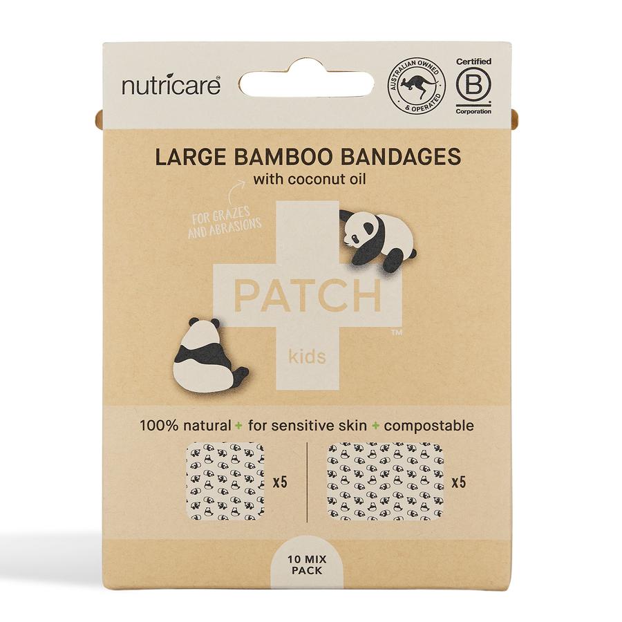 PATCH Coconut Oil Bamboo Bandages - Large Square and Rectangles - 10 pack